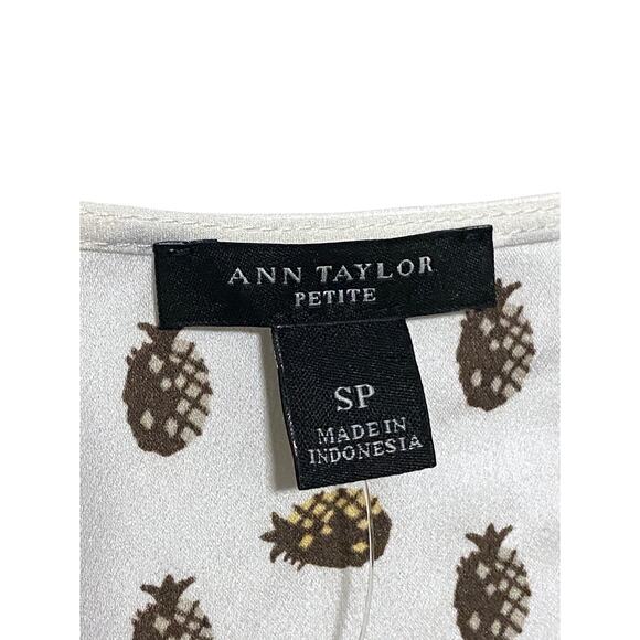 Ann Taylor Pineapple Shirt Polyester Top Blouse Womens Small Petite SP NWT - Picture 4 of 8
